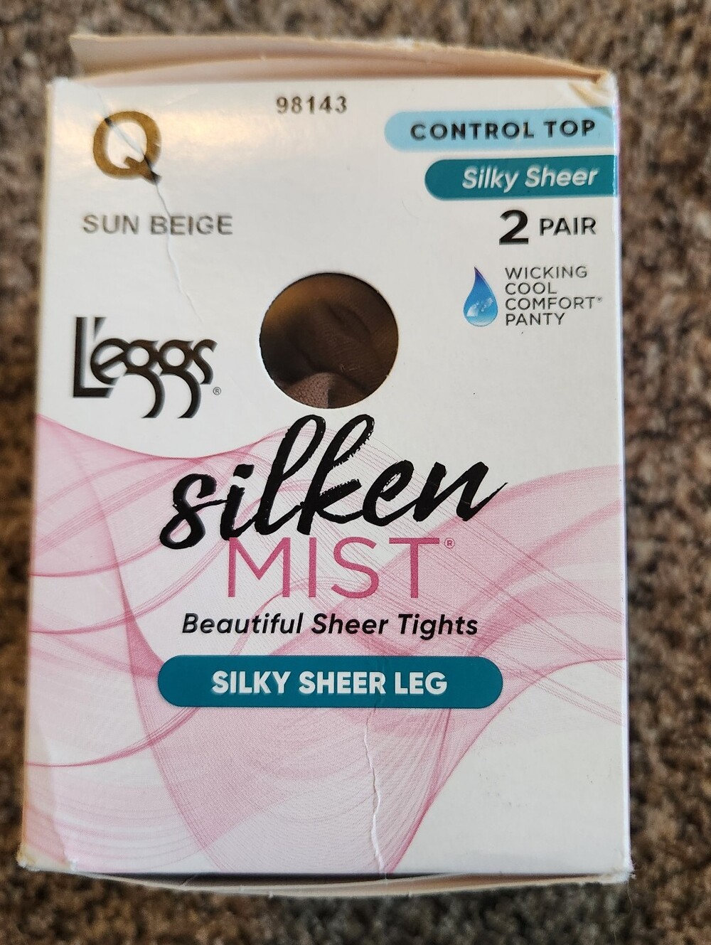 L'eggs Silken Mist Control Top Sheer Tights Sun Beige Q Sheer Toe 2 Pair XL New